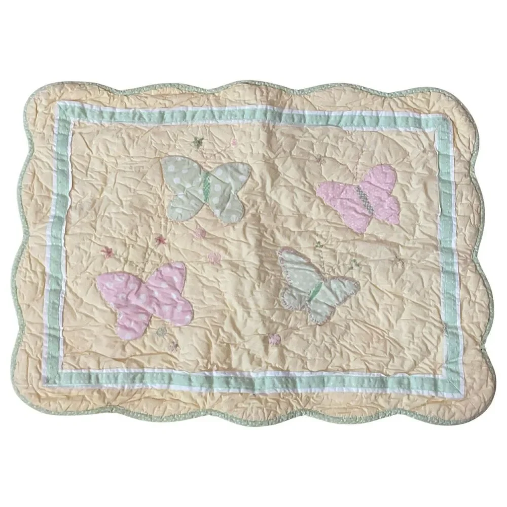 Pottery Barn Kids Standard Sham Quilted Patchwork Polka Dot Butterflies